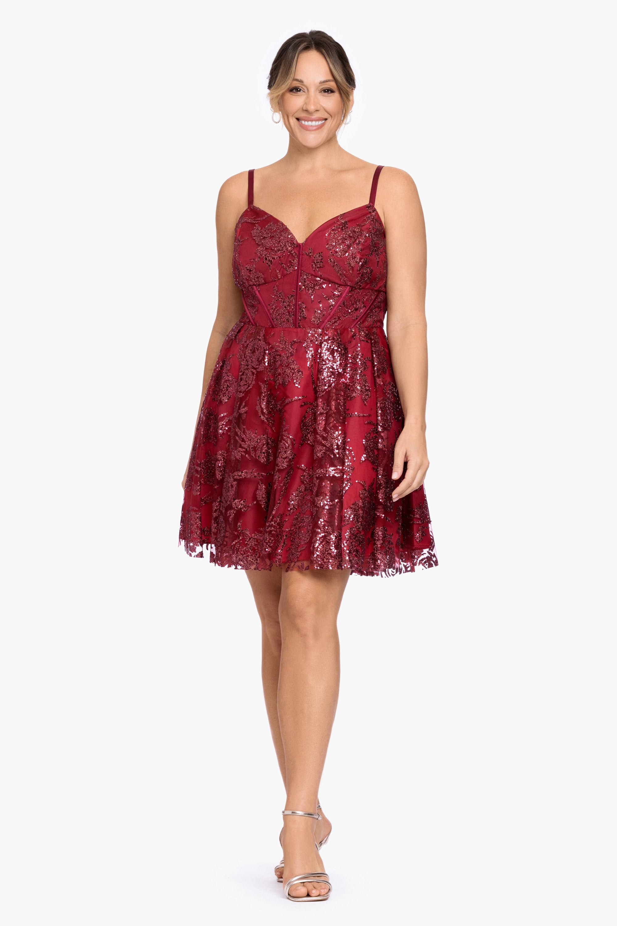 Plus "Jenny" Short Corset Glitter Party Dress