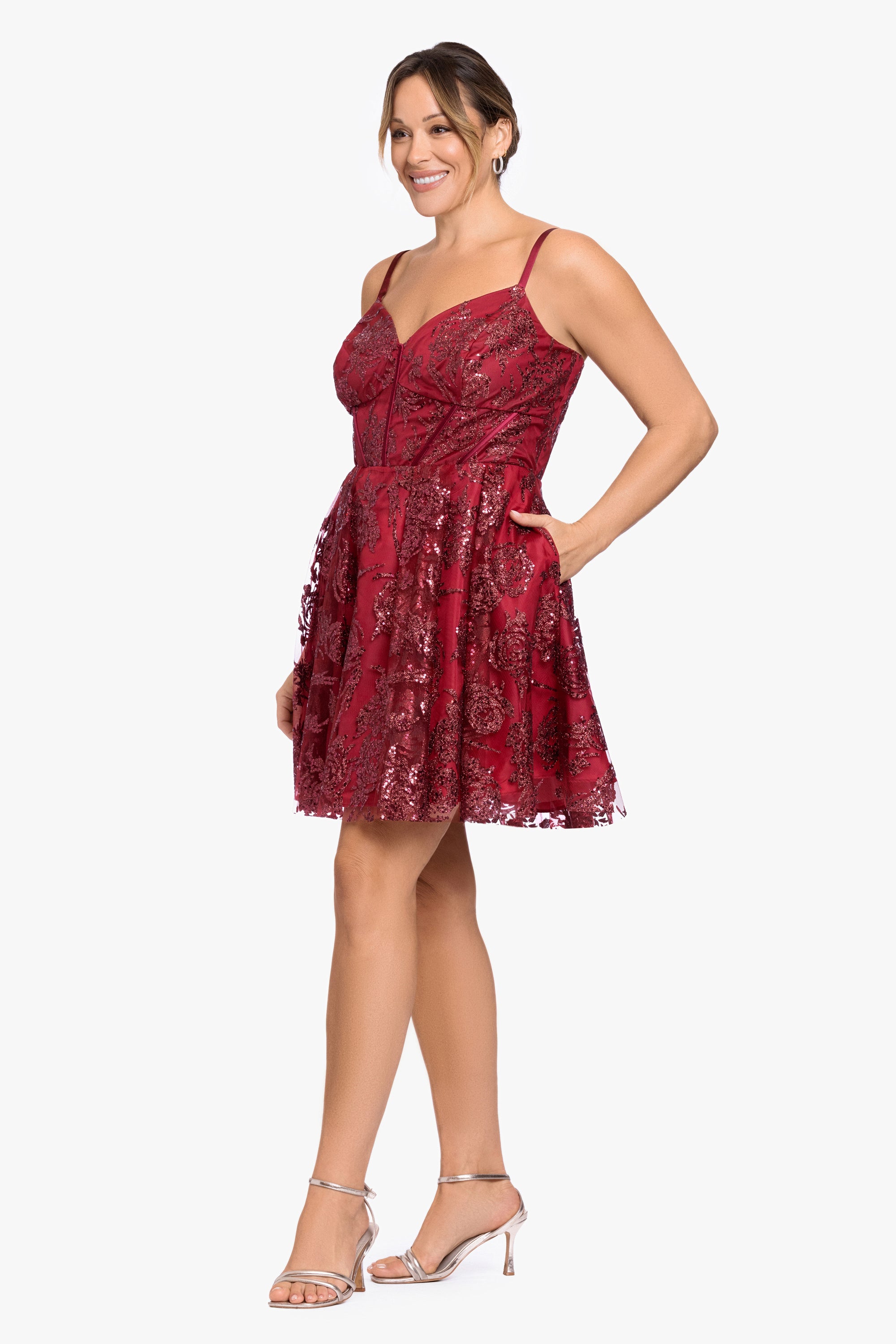 Plus "Jenny" Short Corset Glitter Party Dress