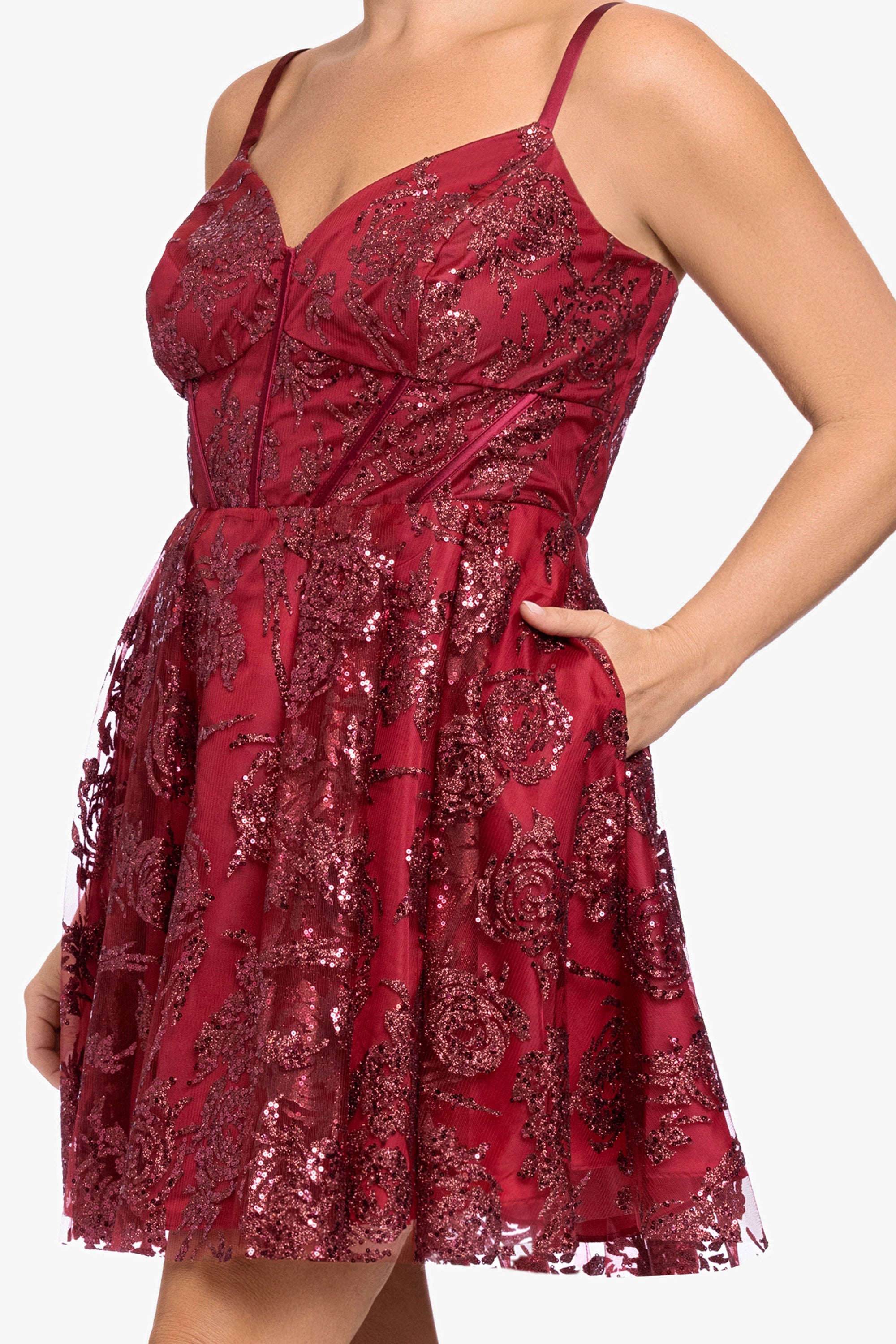 Plus "Jenny" Short Corset Glitter Party Dress