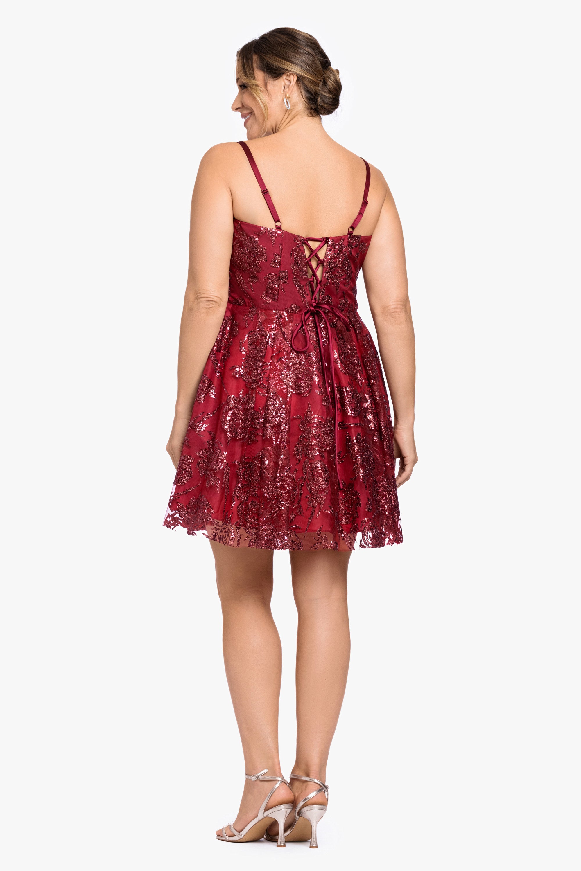 Plus "Jenny" Short Corset Glitter Party Dress