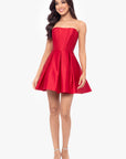 "Lyla" Satin Strapless Short Party Dress
