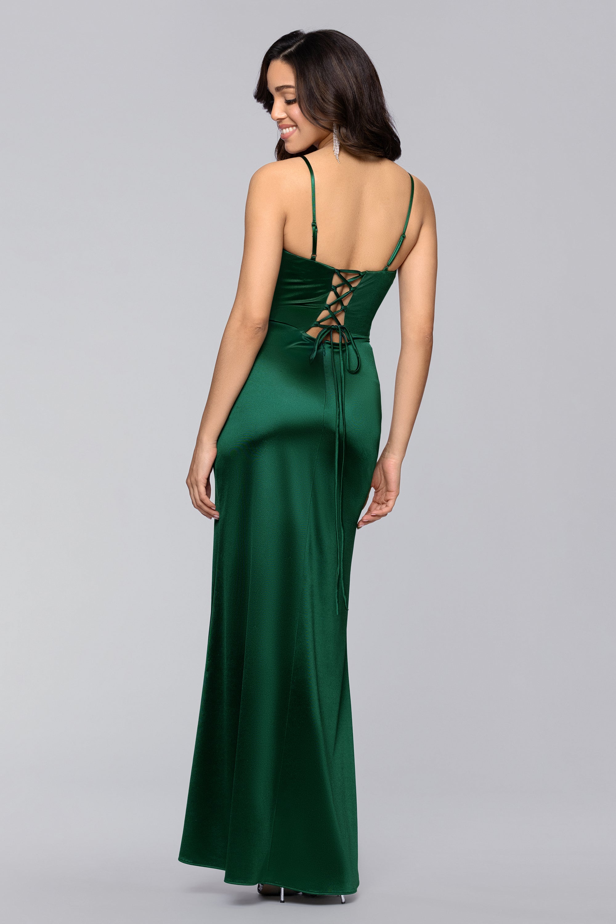 Jane" Long Satin Cutout Corset Dress Blondie Nites Jane" Long Satin Cutout Corset Dress Blondie Nites
