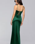 "Jane" Long Satin Cutout Corset Dress