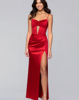 "Jane" Long Satin Cutout Corset Dress