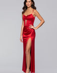 "Jane" Long Satin Cutout Corset Dress