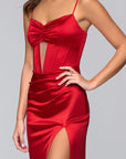 "Jane" Long Satin Cutout Corset Dress