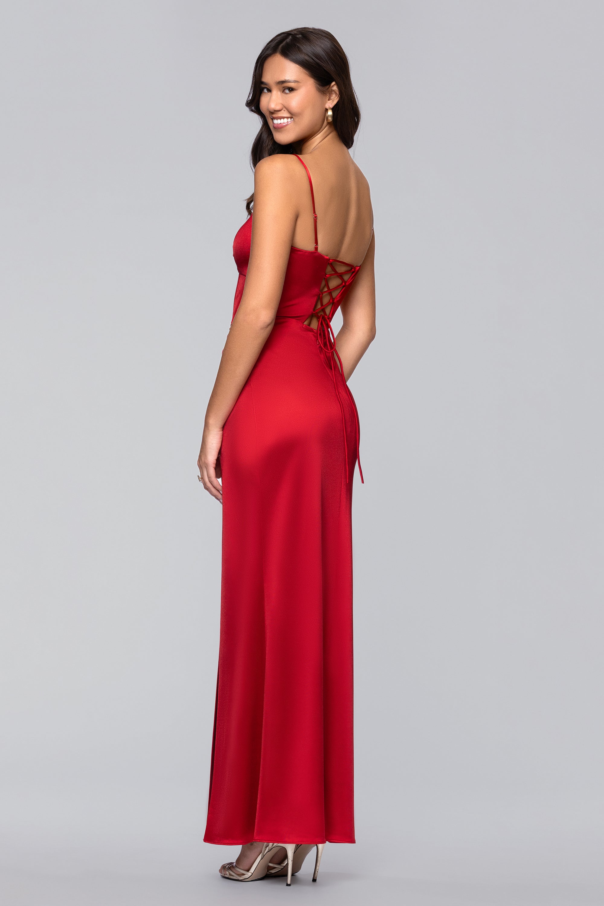 "Jane" Long Satin Cutout Corset Dress