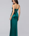 "Jane" Long Satin Cutout Corset Dress