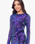 "Blaire" Short Sequin Long Sleeve Bodycon Dress