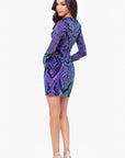 "Blaire" Short Sequin Long Sleeve Bodycon Dress