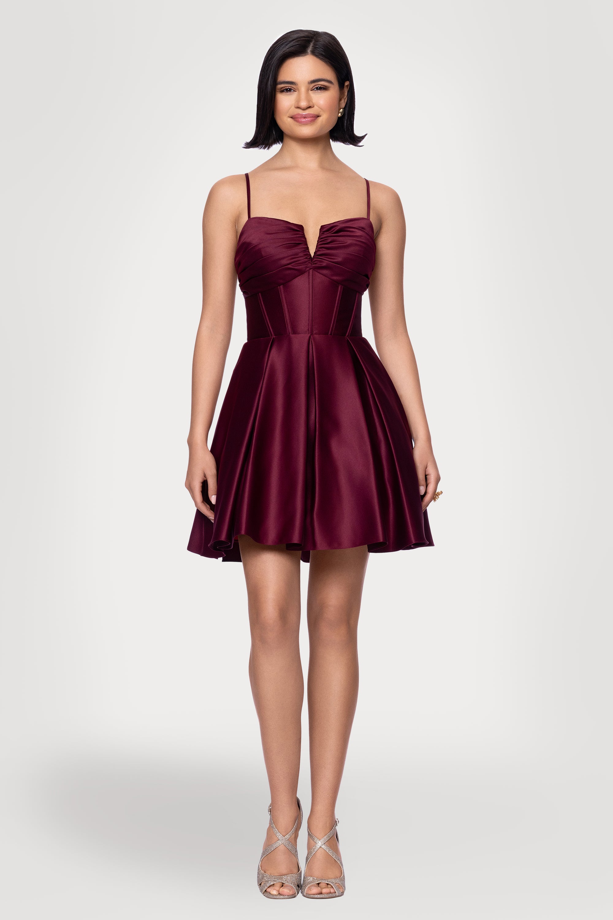 Alexa Short A-Line Satin Party Dress Hunter / 13 Alexa Short A-Line Satin Party Dress Hunter / 13