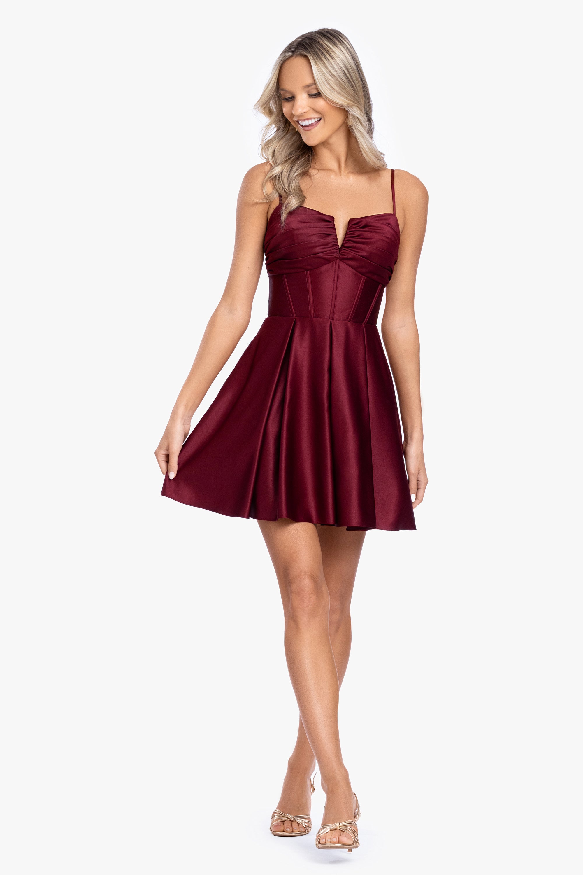 "Alexa" Short A-Line Satin Party Dress