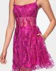 "Catherine" Short Glitter Illusion Party Dress