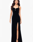 "Astor" Embellished Velvet Floor Length Dress