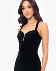 "Astor" Embellished Velvet Floor Length Dress