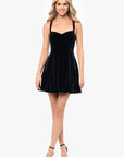 "Cassidy" Short Velvet Contrast Dress