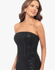 "Jenée" Long Strapless Corset Sequin Dress