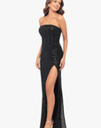 "Jenée" Long Strapless Corset Sequin Dress