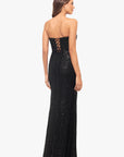 "Jenée" Long Strapless Corset Sequin Dress