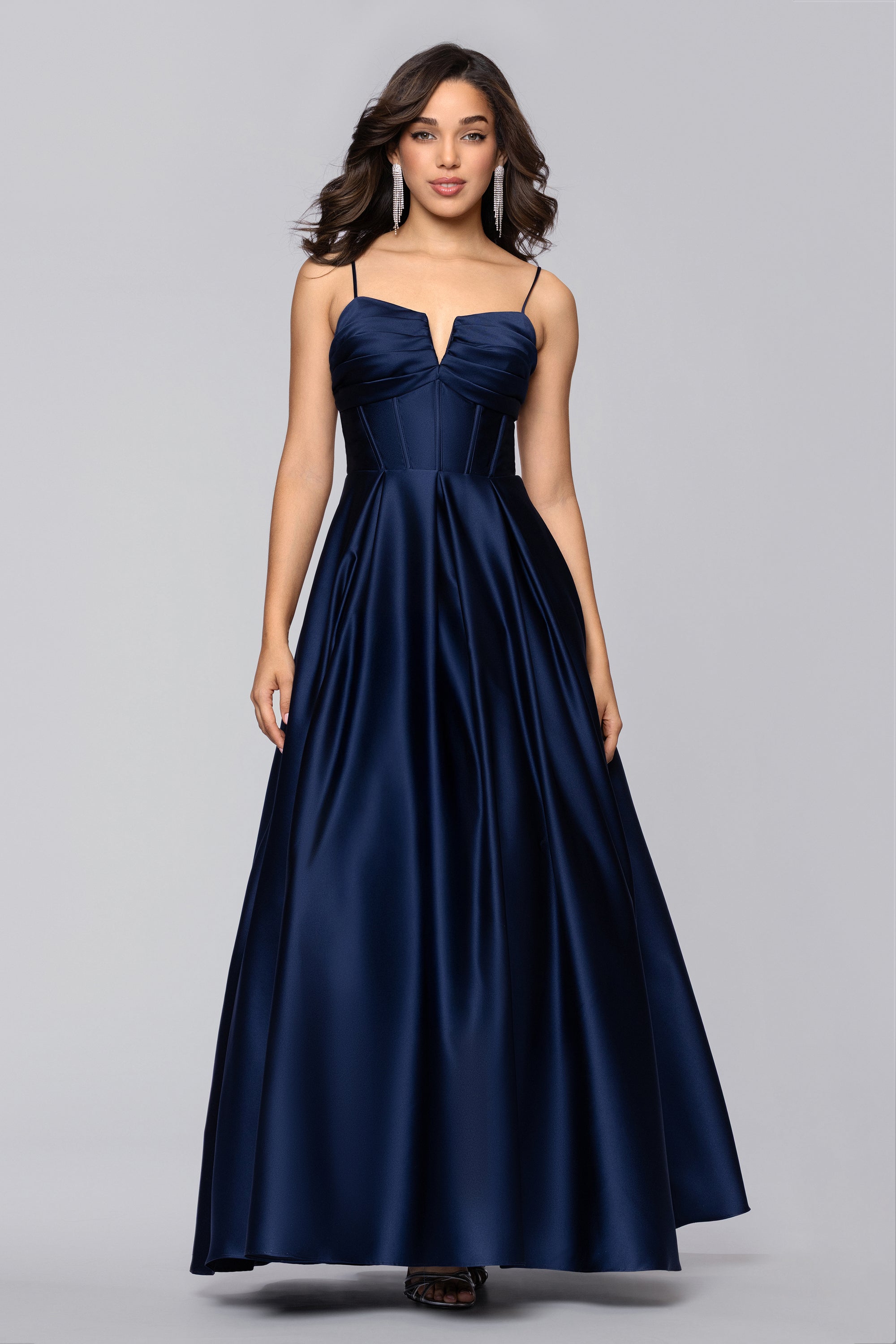 Kaylin Satin Spaghetti Strap V-Neck Floor Length Dress | Blondie Nites Seafoam / 13 Kaylin Satin Spaghetti Strap V-Neck Floor Length Dress | Blondie Nites Seafoam / 13