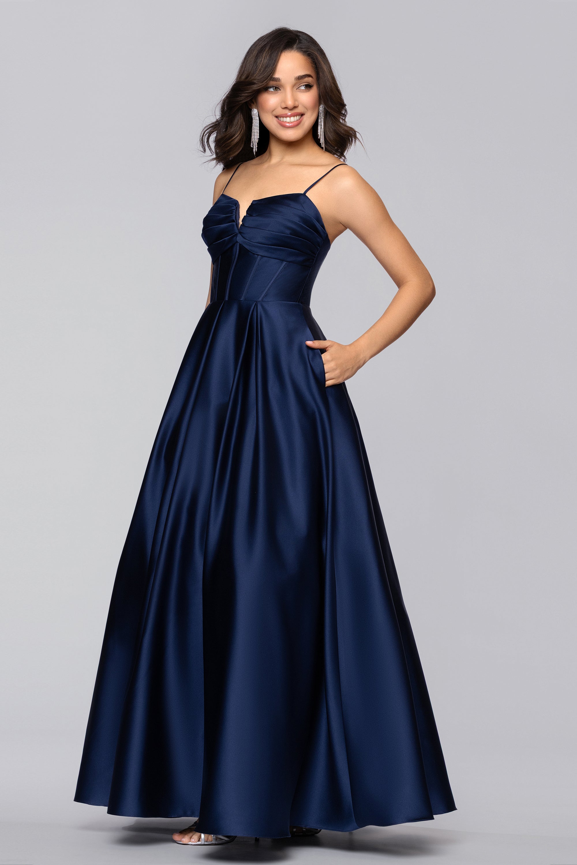 Kaylin Satin Spaghetti Strap V-Neck Floor Length Dress | Blondie Nites Wine / 3 Kaylin Satin Spaghetti Strap V-Neck Floor Length Dress | Blondie Nites Wine / 3