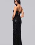 "Judy" Sequin Lace Keyhole Floor Length Dress