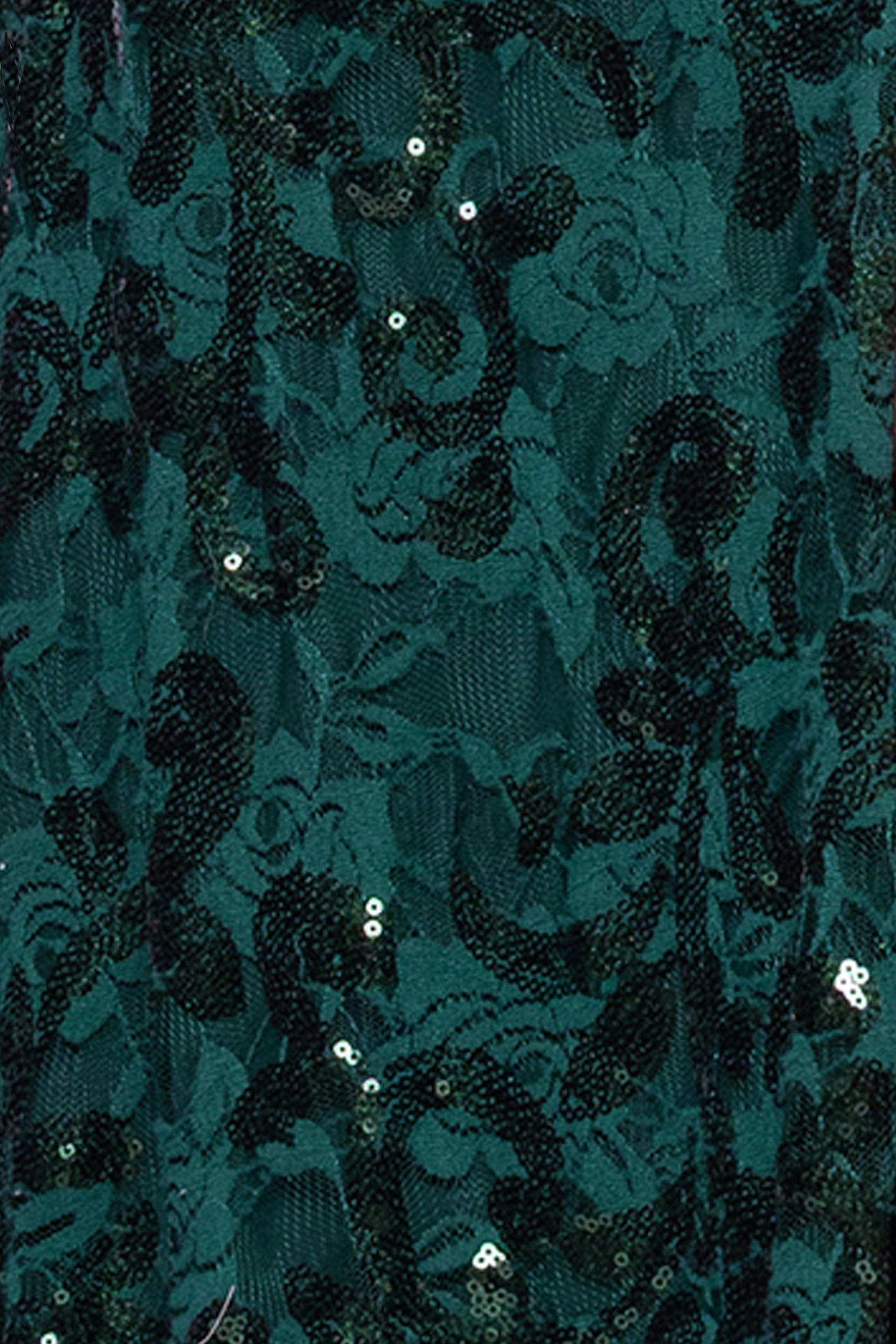 "Judy" Sequin Lace Keyhole Floor Length Dress