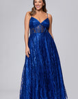 Plus "Rita" Long Glitter Sweetheart Neckline Gown