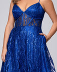Plus "Rita" Long Glitter Sweetheart Neckline Gown