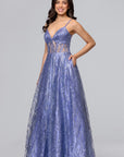 "Rita" Long Glitter Sweetheart Neckline Gown