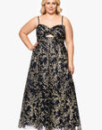 Plus "Tina" Long Twisted Caviar Glitter Gown