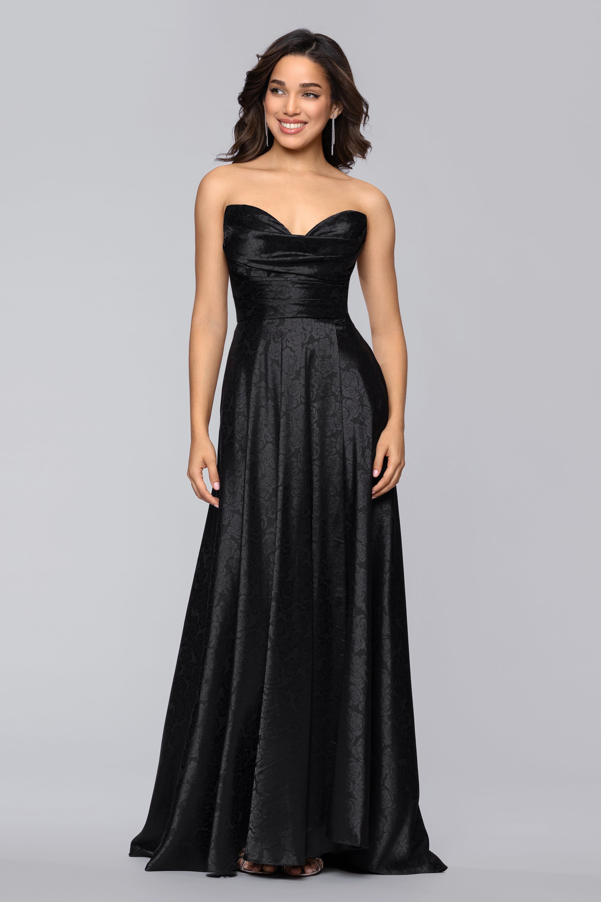 Raquel Long Strapless Jacquard Gown