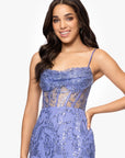 "Melanie" Long Spaghetti Strap Glitter Mesh Dress