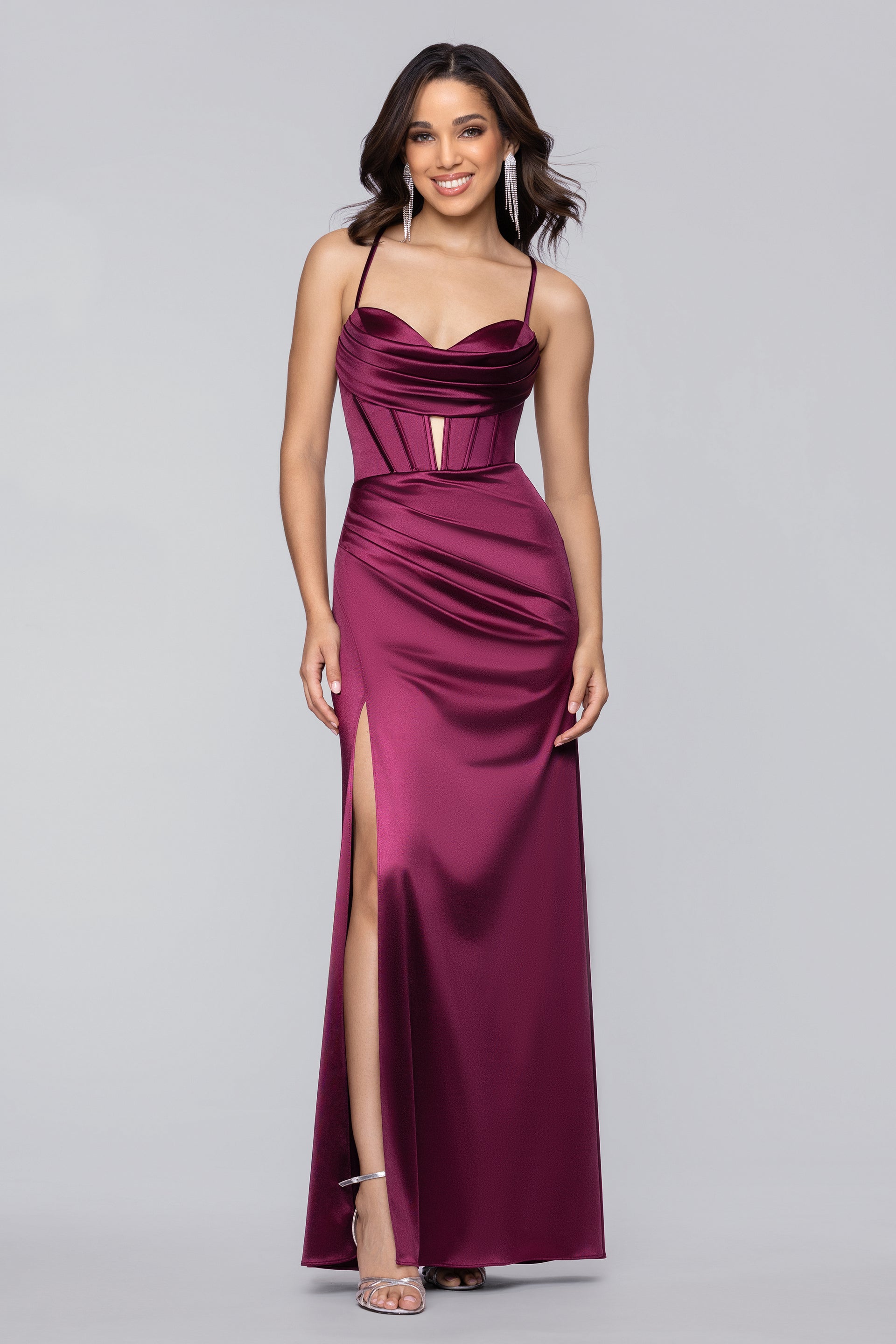 strapless open back dress Maternity Skye Satin Dress