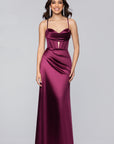 "Camille" Satin Draped Corset Floor Length Dress