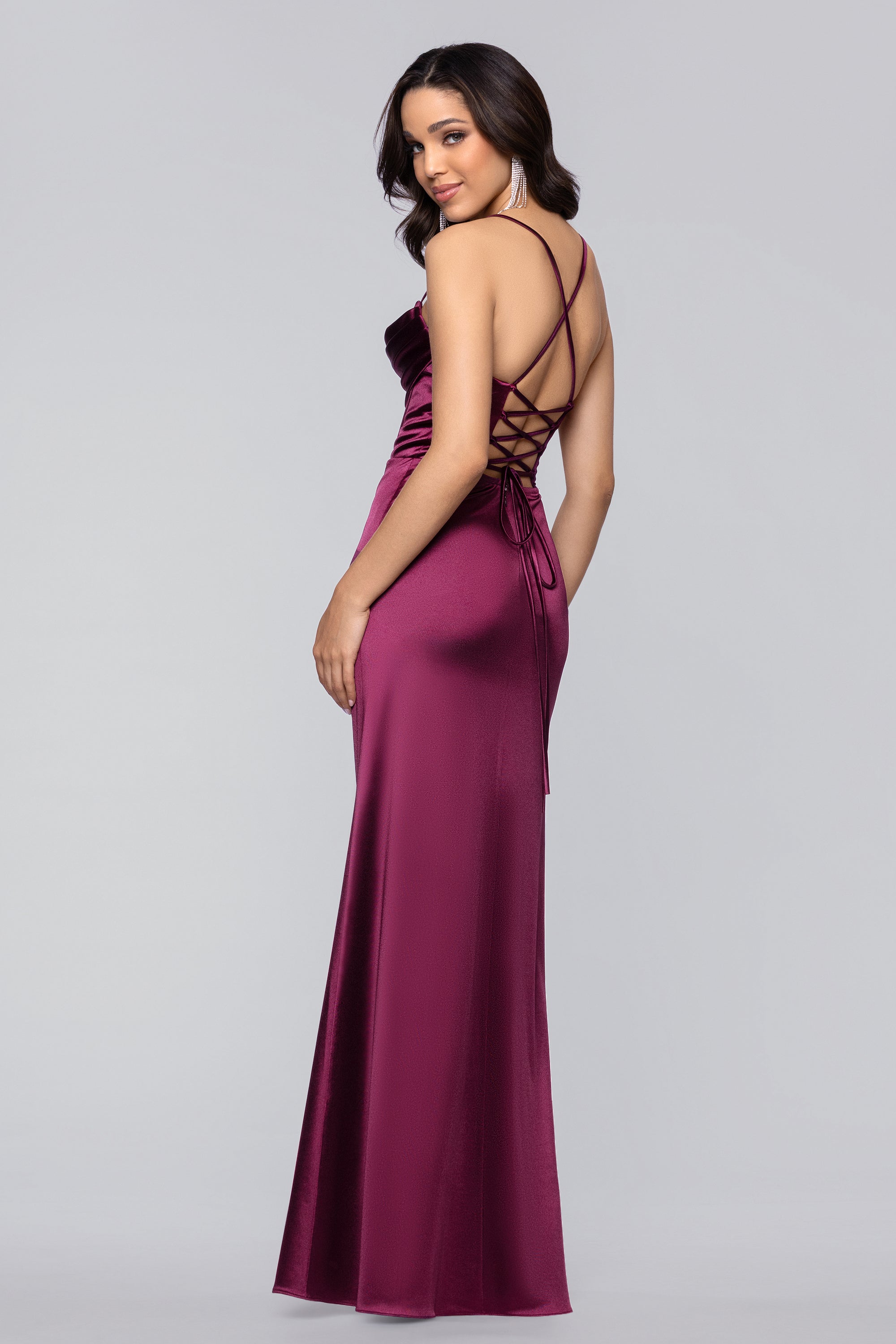 Blondie Nites Camille Satin Draped Corset Floor Length Dress - Hunter / 0 Blondie Nites Camille Satin Draped Corset Floor Length Dress - Hunter / 0
