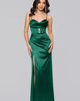 "Camille" Satin Draped Corset Floor Length Dress