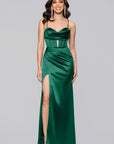 "Camille" Satin Draped Corset Floor Length Dress