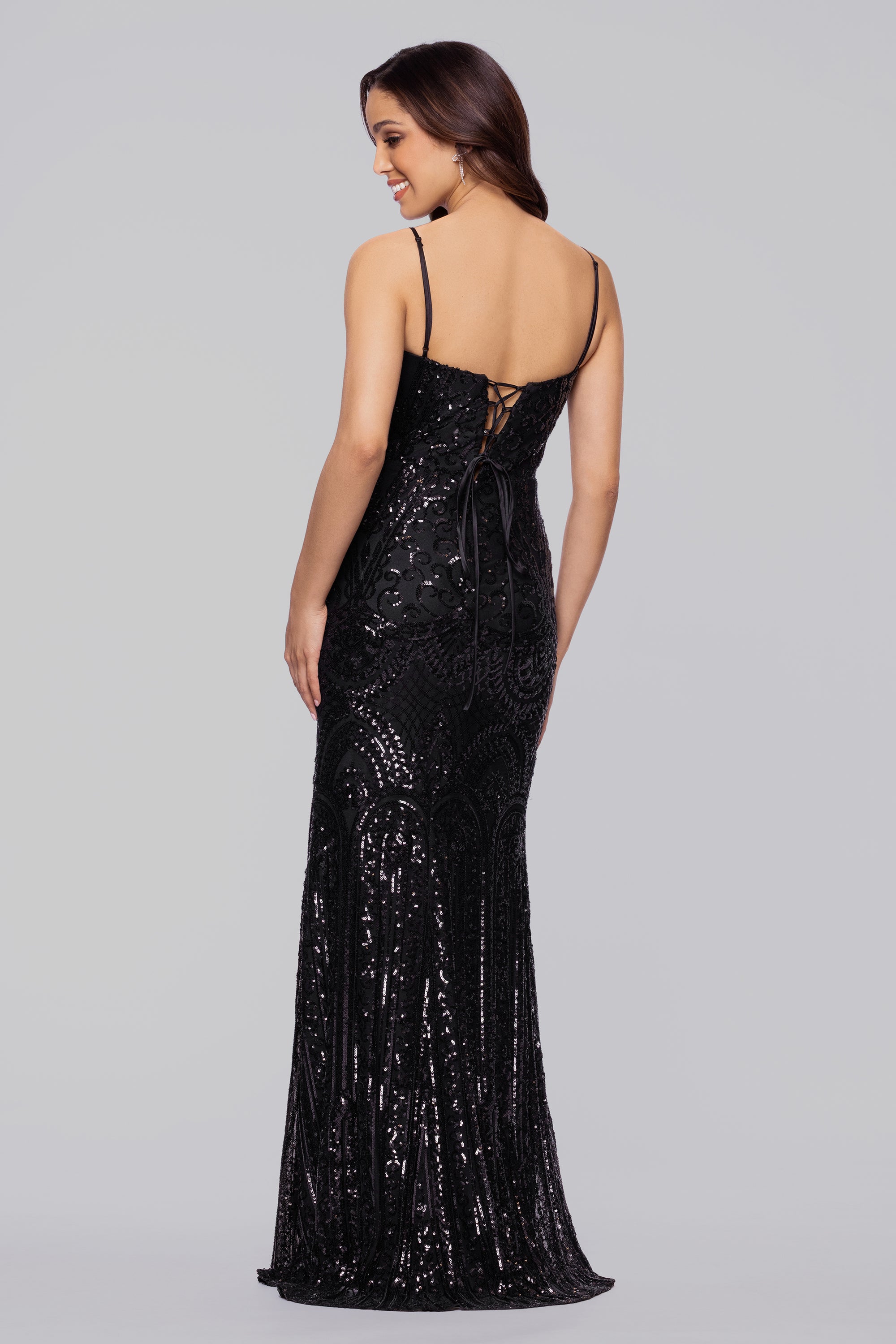 Renee" Sequin Corset Floor Length Dress Blondie Nites Renee" Sequin Corset Floor Length Dress Blondie Nites