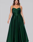 Plus "Leah" Satin Stone Cowl Neck Floor Length Gown