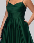 Plus "Leah" Satin Stone Cowl Neck Floor Length Gown