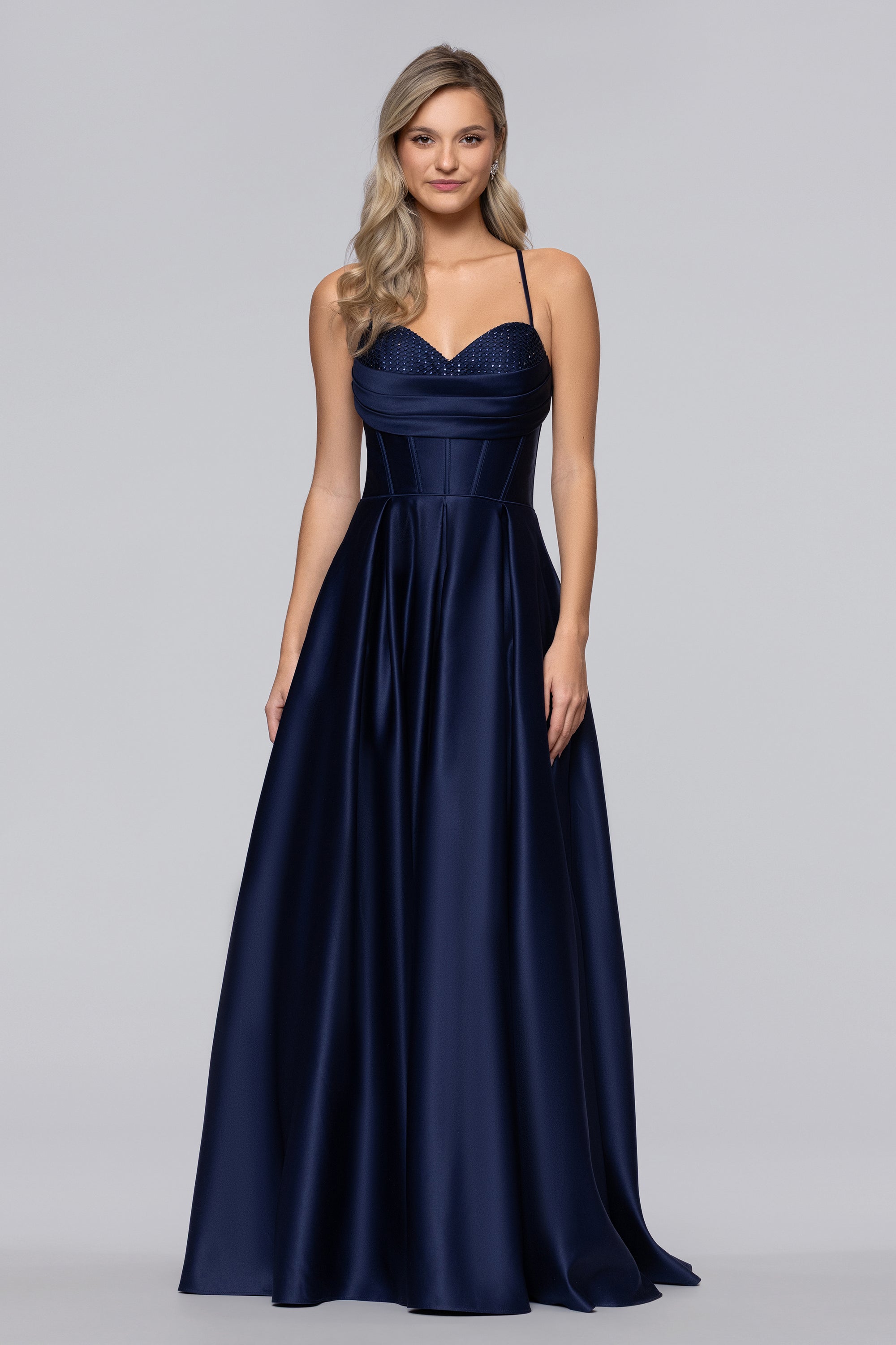 Leah Satin Stone Cowl Neck Floor Length Gown Hunter / 15 Leah Satin Stone Cowl Neck Floor Length Gown Hunter / 15
