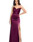 "Daisy" Satin Strapless Floor Length Dress