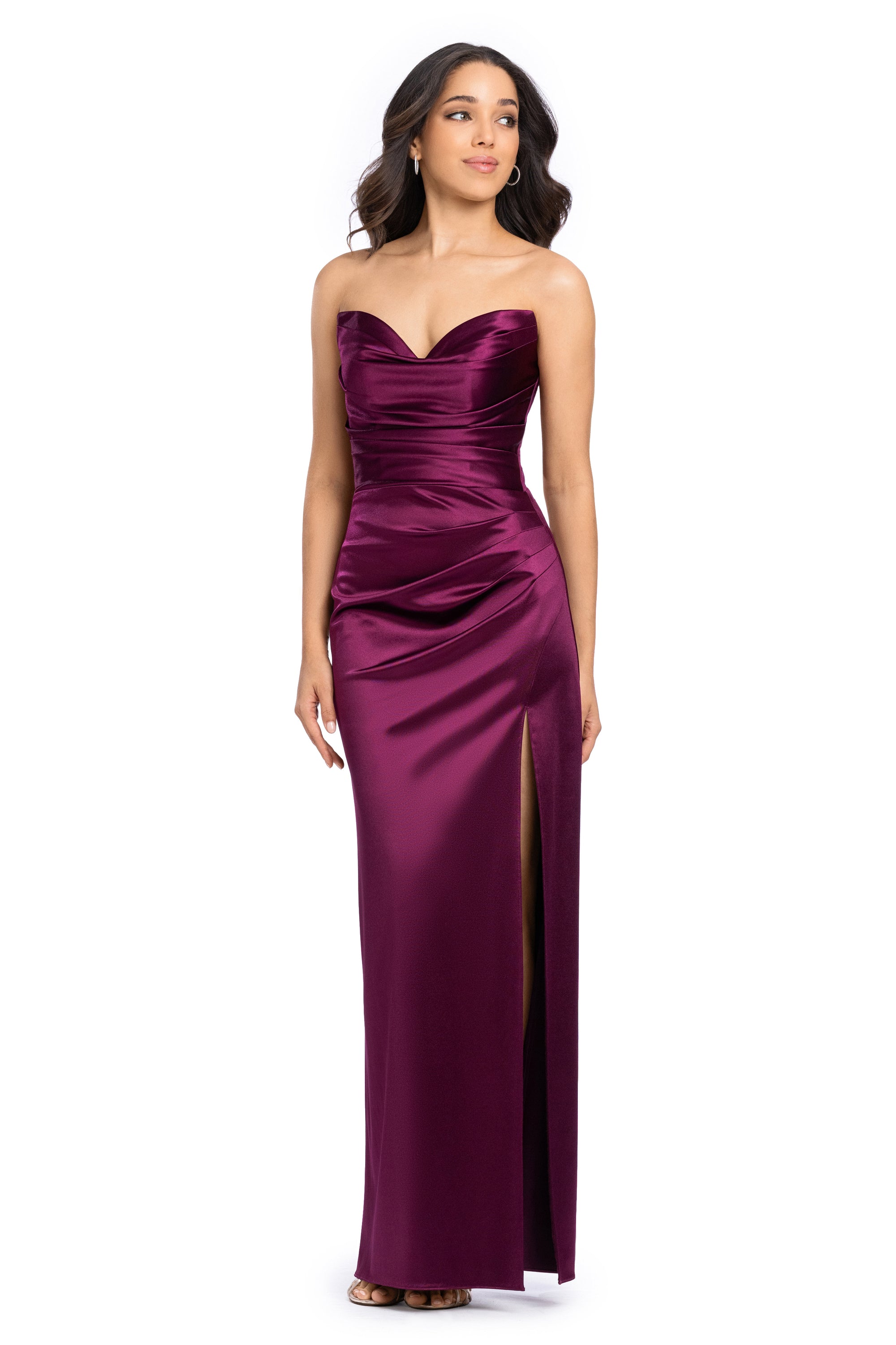 "Daisy" Satin Strapless Floor Length Dress