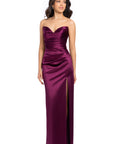 "Daisy" Satin Strapless Floor Length Dress