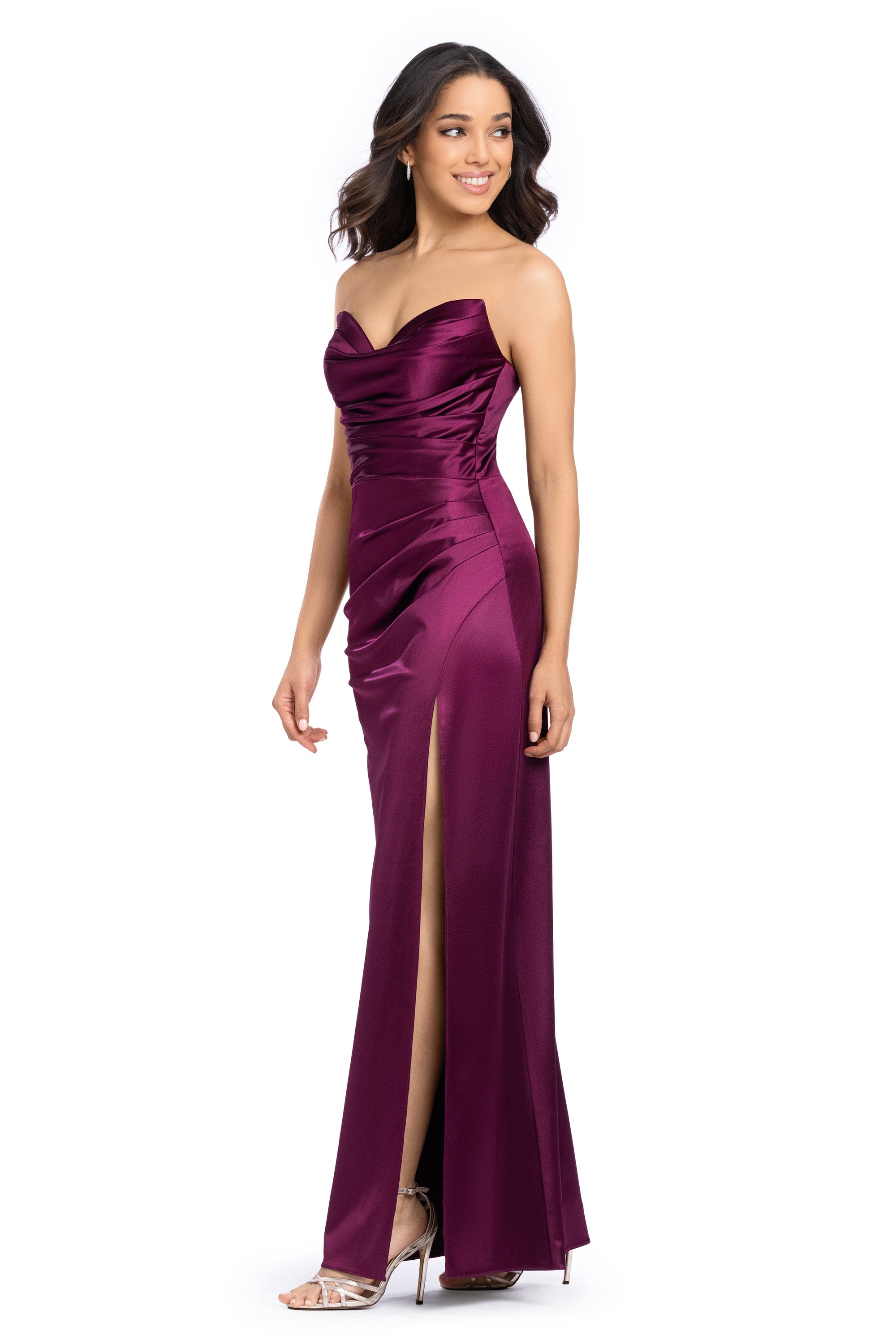 "Daisy" Satin Strapless Floor Length Dress