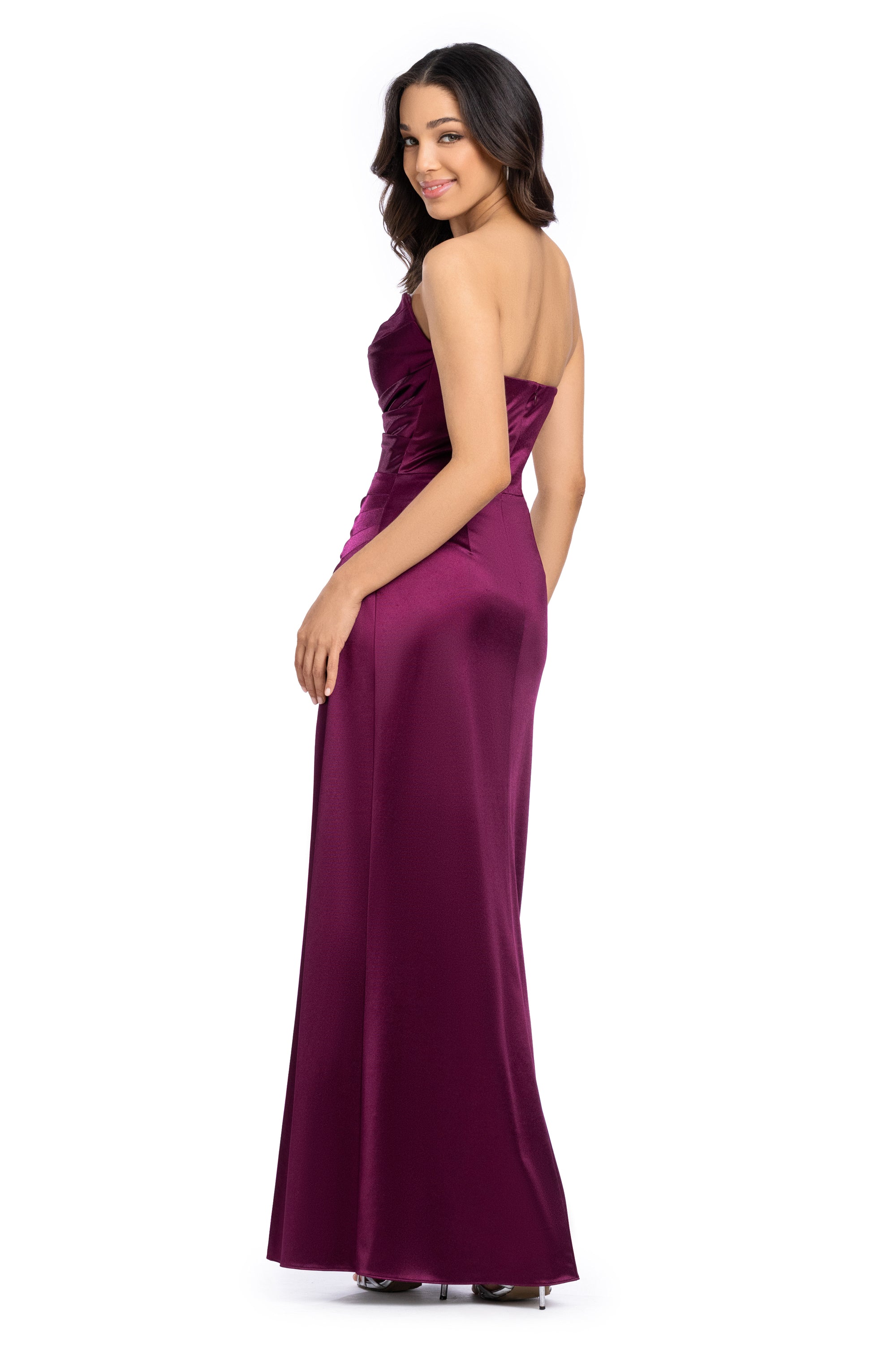 "Daisy" Satin Strapless Floor Length Dress