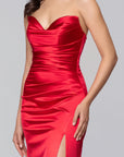 "Daisy" Satin Strapless Floor Length Dress