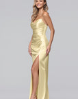 "Daisy" Satin Strapless Floor Length Dress