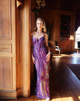 "Christine" Spaghetti Strap Floor Length Sequin Dress